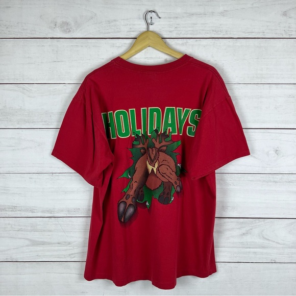Vintage 1990s Happy Holidays Breakthrough Nutmeg T-Shirt Large - Picture 2 of 6